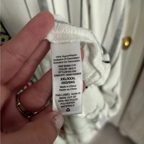 Scoop White Coverup with Black Stripes - Picture 6 of 7